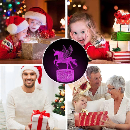 Unicorn Gifts for Grils3D Illusion Night Light Bedside Lamp wtih Remote Control 16 Colors Changing Dim Function