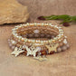 4pcs Set Bohemian Butterfly Crystal Stone Stretch Pendant Bracelets For Women Girls Gold Beaded Stackable Stretch Bracelet Colorful Charm Jewelry
