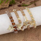 4pcs Set Bohemian Butterfly Crystal Stone Stretch Pendant Bracelets For Women Girls Gold Beaded Stackable Stretch Bracelet Colorful Charm Jewelry