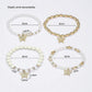 4pcs Set Bohemian Butterfly Crystal Stone Stretch Pendant Bracelets For Women Girls Gold Beaded Stackable Stretch Bracelet Colorful Charm Jewelry
