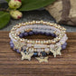 4pcs Set Bohemian Butterfly Crystal Stone Stretch Pendant Bracelets For Women Girls Gold Beaded Stackable Stretch Bracelet Colorful Charm Jewelry