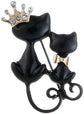 Crystal Rhinestone Kitty Cat Brooch & Pin Double Kittens Cute Brooches Jewelry Accessories For Women
