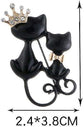 Crystal Rhinestone Kitty Cat Brooch & Pin Double Kittens Cute Brooches Jewelry Accessories For Women