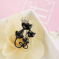 Crystal Rhinestone Kitty Cat Brooch & Pin Double Kittens Cute Brooches Jewelry Accessories For Women