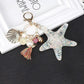Silver Cross Rhinestone Keychain Charm Pendant Purse Bag Crystal Key Holder Arts Craft Pendant Inspiration Key Ring (starfish & shell)