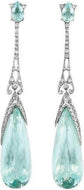 Water Drop Long Dangle Earrings Crystal Waterdrop Pierced Crystal Teardrop Long Earrings for Women Simple Jewelry, Blue
