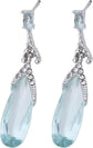 Water Drop Long Dangle Earrings Crystal Waterdrop Pierced Crystal Teardrop Long Earrings for Women Simple Jewelry, Blue
