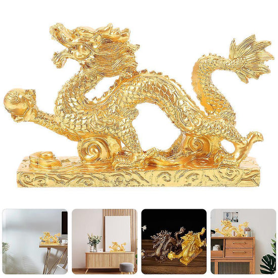 Vintage Dragon Ornament Desktop Simulation Chinese Dragon Decor Resin Dragon