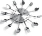 Stainless Steel Kitchen Utensils Clock For Kitchen  Indoor And Outdoor Kitchen Cutlery Silver Wall Clock With Tinted Forks Spoons Spatula
