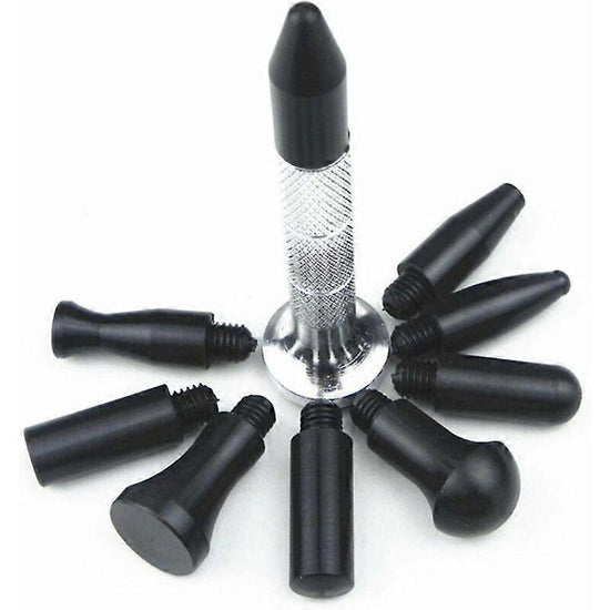 Auto Parts Repair Tip, Lightweight Rubber Car Stripper Pen with 9 Replacement Heads for Motorcycle Black Silver