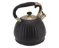 3.5L Whistling Tea Kettle, Stainless Steel Pumpkin Shape Tea Pot, Stovetop Teapot, Black