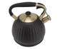 3.5L Whistling Tea Kettle, Stainless Steel Pumpkin Shape Tea Pot, Stovetop Teapot, Black