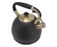 3.5L Whistling Tea Kettle, Stainless Steel Pumpkin Shape Tea Pot, Stovetop Teapot, Black