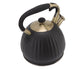 3.5L Whistling Tea Kettle, Stainless Steel Pumpkin Shape Tea Pot, Stovetop Teapot, Black