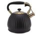 3.5L Whistling Tea Kettle, Stainless Steel Pumpkin Shape Tea Pot, Stovetop Teapot, Black