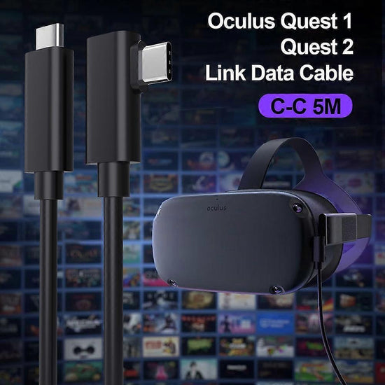 Type A VR Headset Cable for VR Quest 2 5m 90 Degree Right Angle USB 3.2 Gen1 Type-C Cable Support