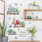 Green Potted Plants Wall Stickers Butterfly Flower Plant Wall Sticker For Kitchen Living Room Decoration