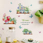 Green Potted Plants Wall Stickers Butterfly Flower Plant Wall Sticker For Kitchen Living Room Decoration