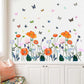 Fresh Flowers And Plants Wall Stickers Glass Window Stickers Colorful Butterfly Flowers Bedroom Living Room Decoration Stickers