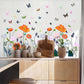 Fresh Flowers And Plants Wall Stickers Glass Window Stickers Colorful Butterfly Flowers Bedroom Living Room Decoration Stickers