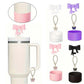Bow Straw Cap For Stanley Cup Kettle Set with Lobster Buckle & Bow Chain