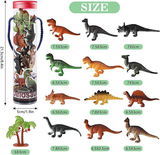 Mini Dinosaur Toys, 12 Piece Dinosaurs Play Set, Mini Dinosaur Figures Plastic Dinosaur Toys Model Play Set, Realist Dinosaur Figures Cake Topper