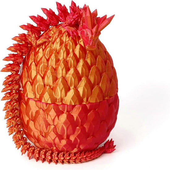 Dragon Egg - 12 inch Dragon in Egg, Easter Egg, 3D Printed Flexible Dragon Fidget Toy