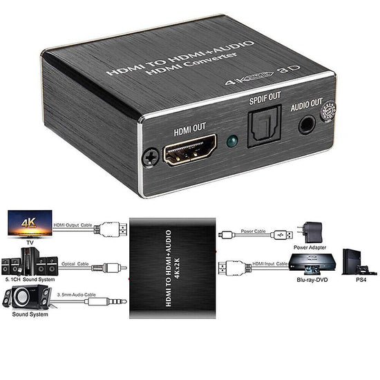 4K HDMI Audio Extractor Converter to HDMI + Optical SPDIF + 3.5mm