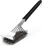 3-In-1 BBQ Grill Brush with Stainless Steel Bristles & Scraper - 45cm