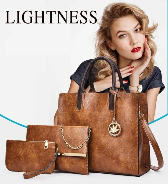 Leather Tote Bags 3-Piece Set Women&