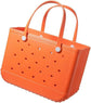 Rubber Tote Bag Sandproof Outdoor Washable Open Tote for Beach Pool Sports - Orange