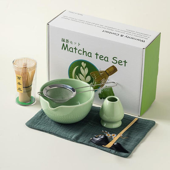 6pcs Matcha Whisk Set - Traditional Bowl, Teaspoon, Portable Sifter