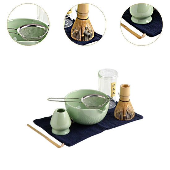 6pcs Matcha Whisk Set - Traditional Bowl, Teaspoon, Portable Sifter