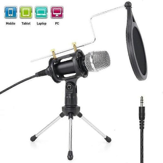 Metal Condenser Microphone Set - PC/Laptop Studio Recording Microphone Kit