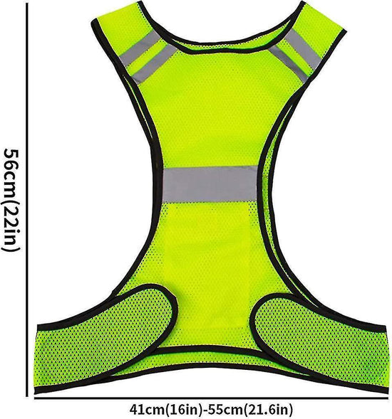 Fluorescent Yellow Reflective Vest with Pocket, High Visibility Sports Gear