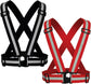 2 Pack Reflective Strap Vest Gear, High Visibility Adjustable Running Gear for Night, Red+Black