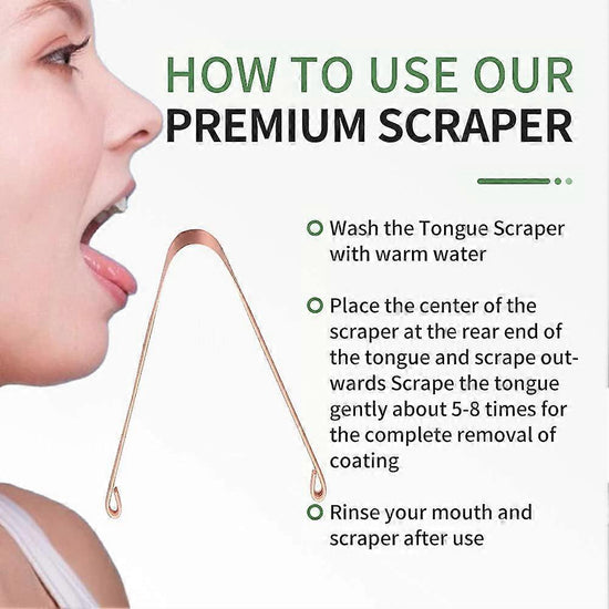 Pure Copper Tongue Scraper, Metal Tongue Cleaner for Fresh Breath & Oral Hygiene