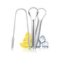 3 Pack Tongue Scrapers with Case, Stainless Steel Tongue Cleaner for Adults & Babies