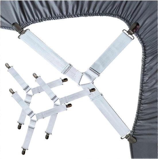 4PCS Bed Sheet Holder Straps, Sheet Stay Keeper Clips, Fasteners for Fitted Sheets
