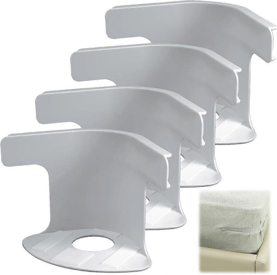 Grey Bed Sheet Holder Straps, Heavy Duty Corner Clips for Mattress and Bedding