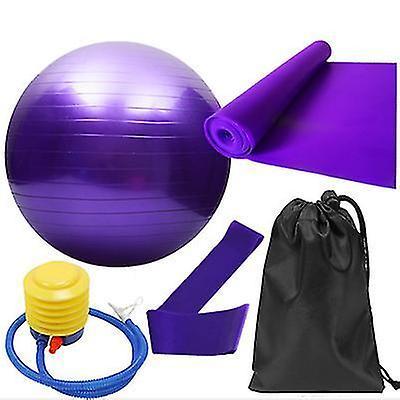 5pcs Purple Yoga Training Set with Fitness Ball & Bands