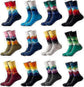 12 Pairs Mens Rhombus Basketball Socks Gradient Pattern Sports Crew Socks