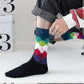 12 Pairs Mens Rhombus Basketball Socks Gradient Pattern Sports Crew Socks