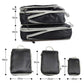 3pcs Compression Packing Cubes Suitcase Organiser Luggage Storage Bags - Black