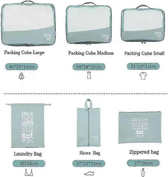 6pcs Packing Cubes for Suitcases Travel Luggage Organizer Bags - Blue