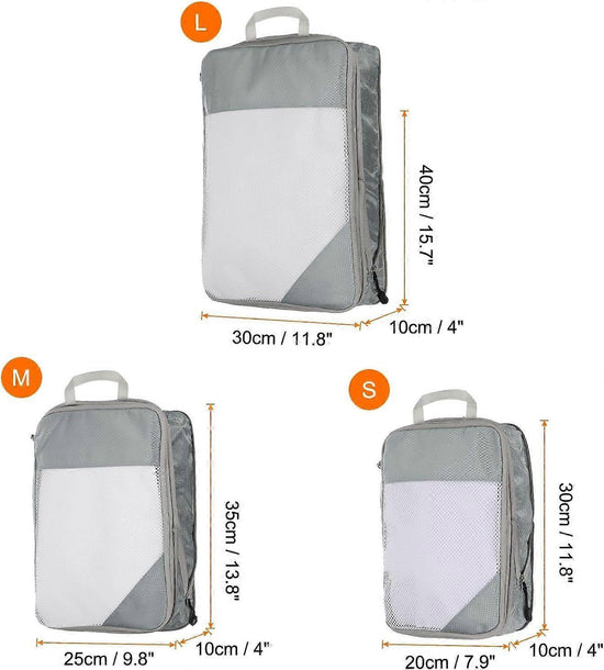 3pcs Compression Packing Cubes Lightweight Suitcase Luggage Organizers