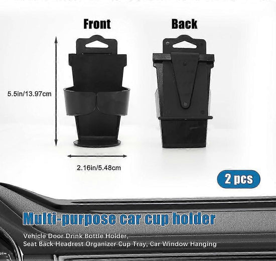 2pcs Car Cup Holders - Door & Window Mounted Drink Holder Set