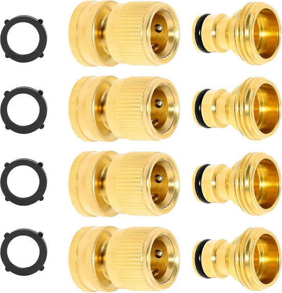 Solid Brass Garden Hose Quick Connect Fittings - Leak-Free Hose Connector Set