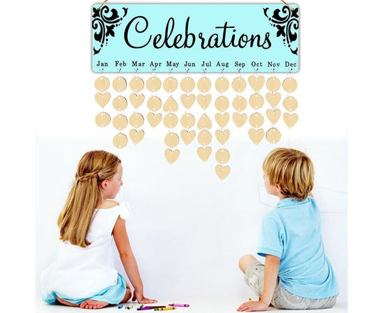 Wooden Wall Hanging DIY Calender Birthday Reminder Plaque Pendant Home Decor- F