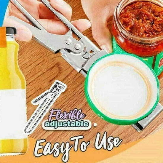 Adjustable Stainless Steel Can Opener, Multi-Function Jar & Bottle Opener